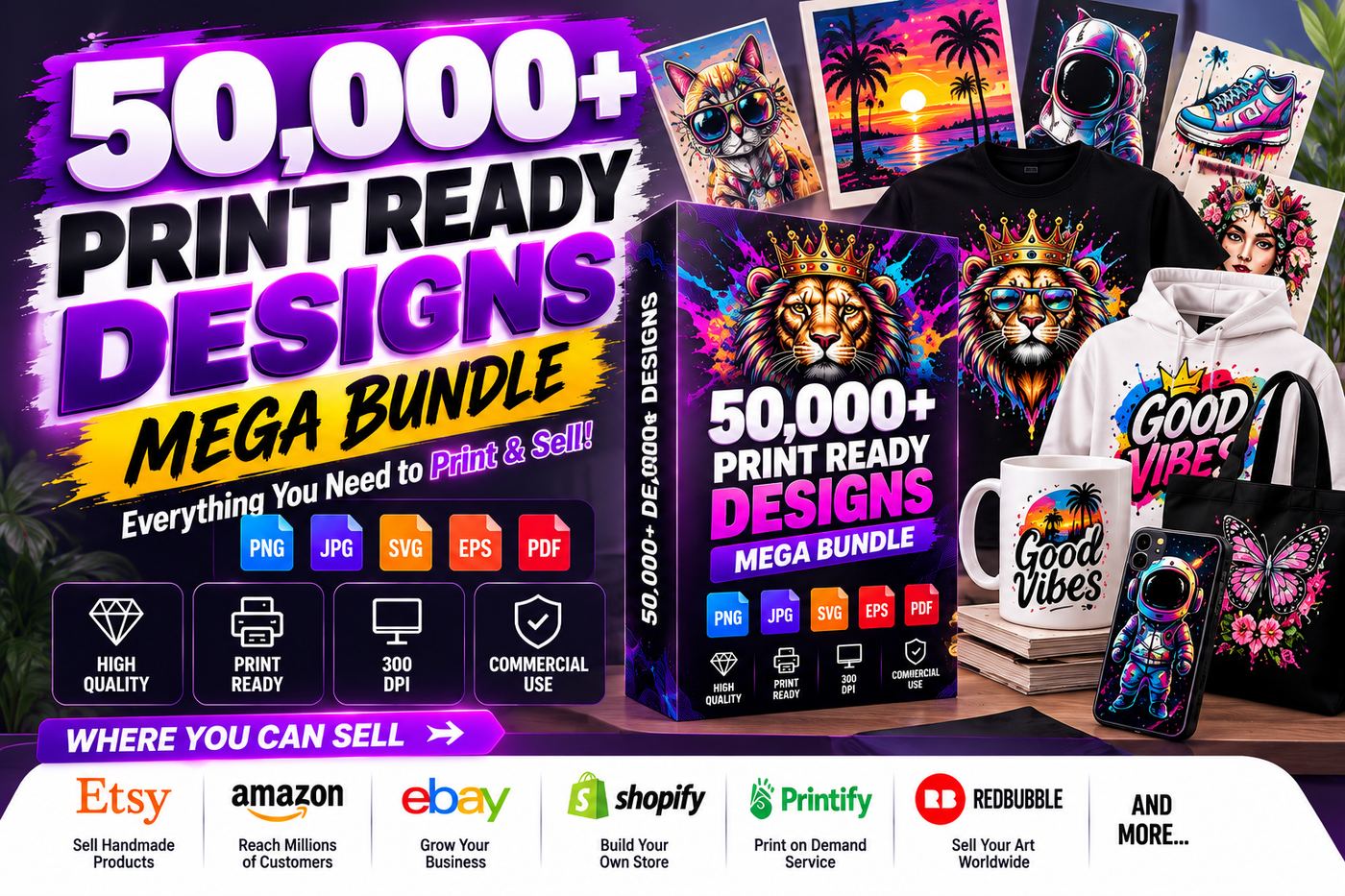 50,000+ Print-Ready Designs Mega Bundle — overview